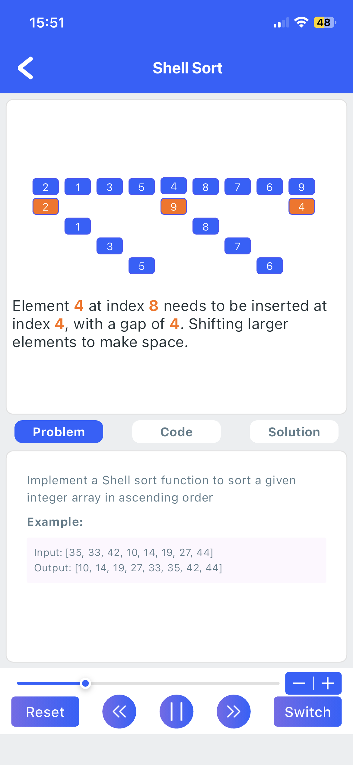 AlgoDemo sorting visualization screen